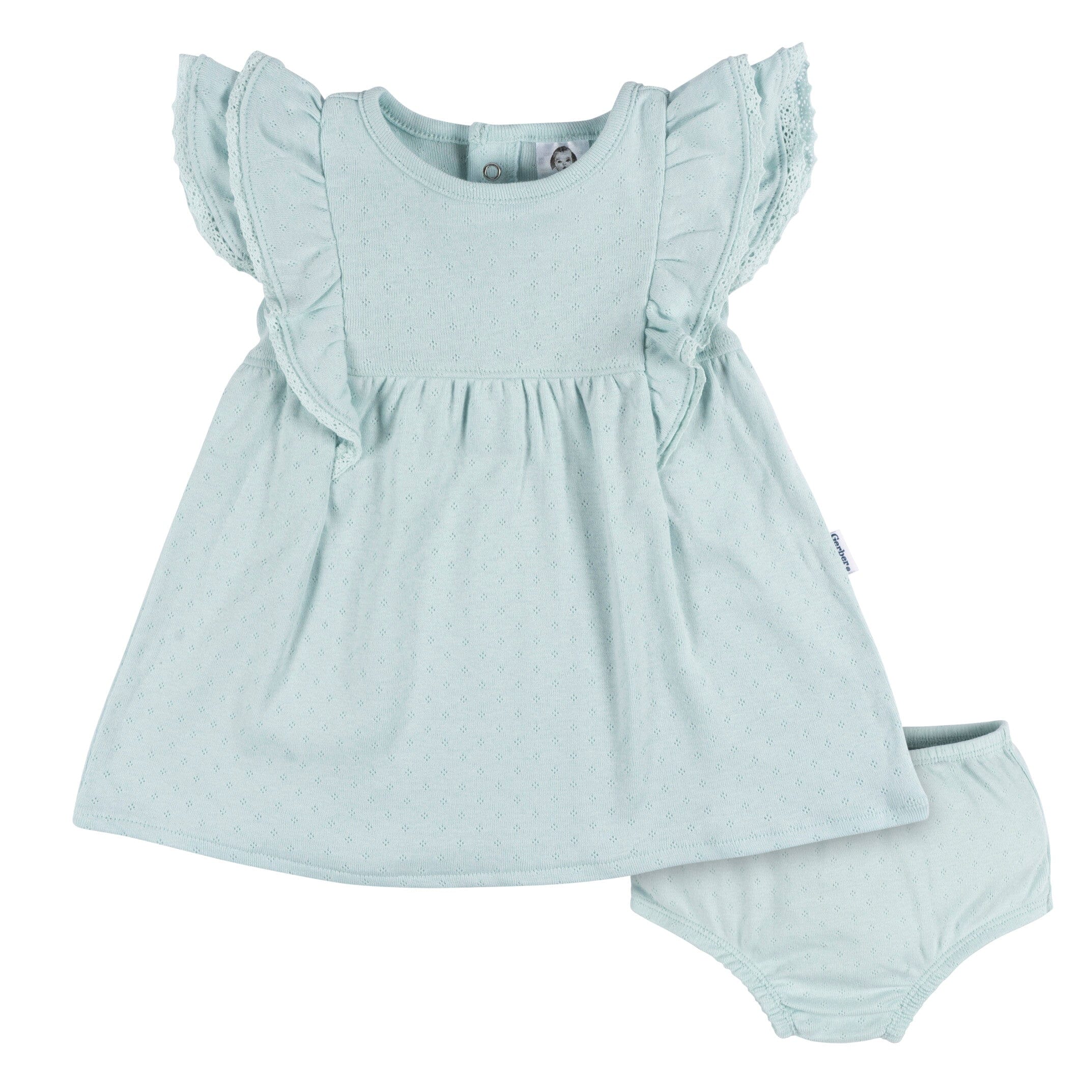 2-Piece Baby Girls Aqua Blue Dress & Diaper Cover Set – Gerber ...