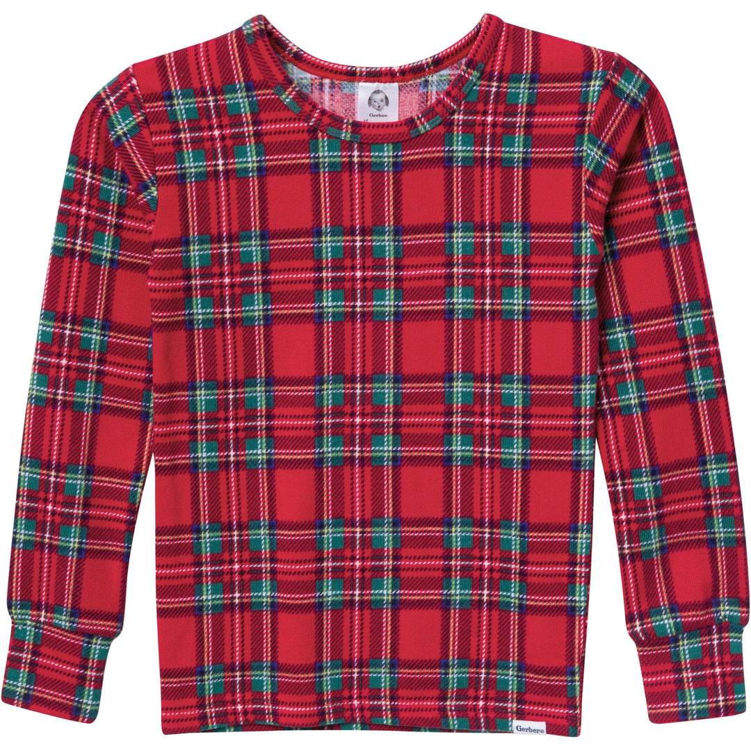 2-Piece Kids Neutral Stewart Plaid Holiday Family Pajamas