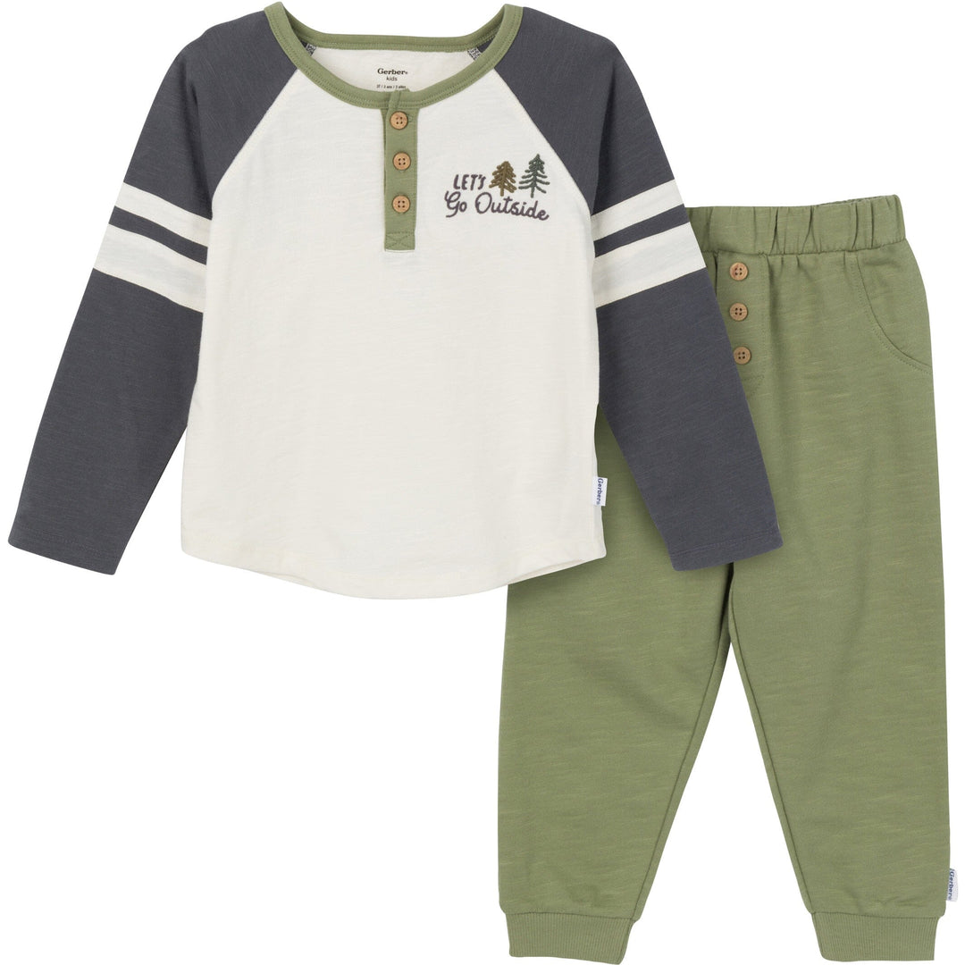 2-Piece Toddler Boys Olive Top & Joggers