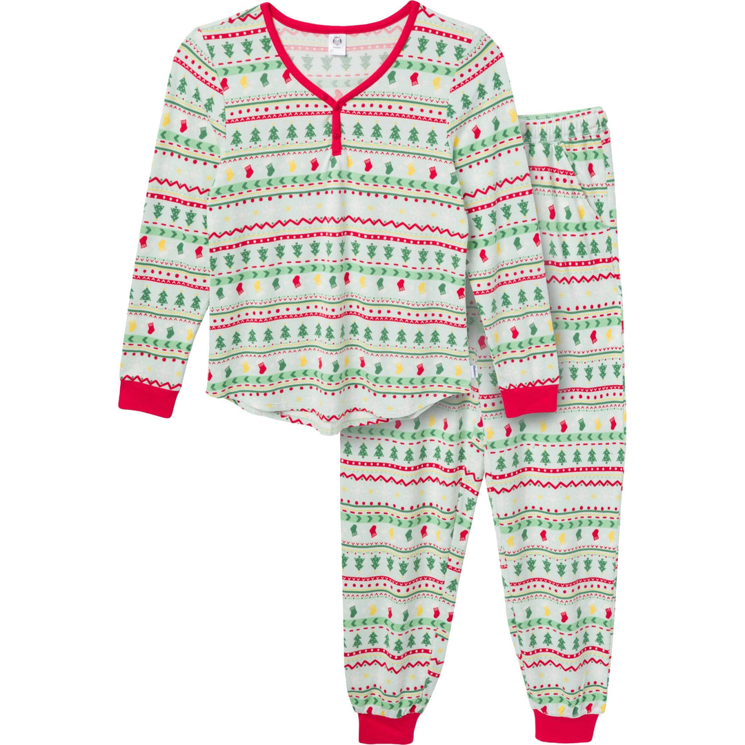 2-Piece Womens Oh What Fun FairIsle Holiday Family Pajamas