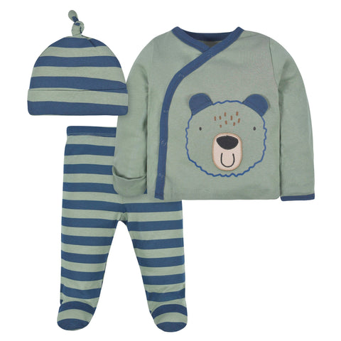 Bimbidreams Cr2 Gift Box Nº2 Tricot Blanket+Tricot Teddy Bear Green