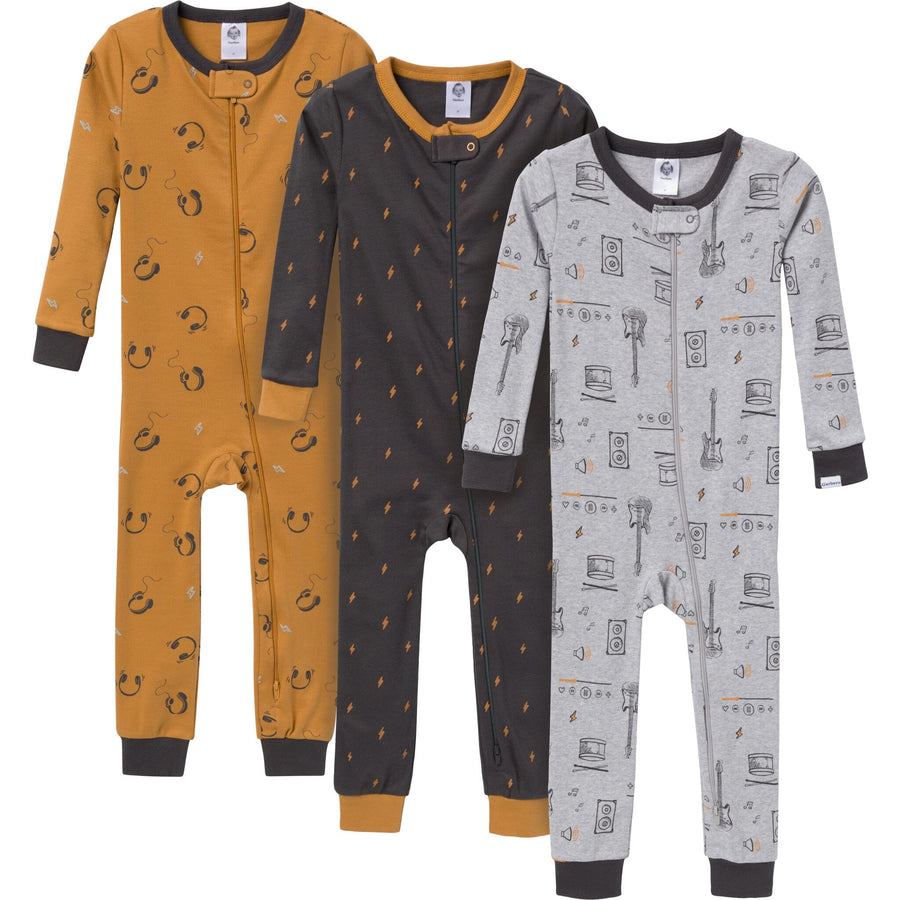 3-Pack Baby & Toddler Boys Music Snug Fit Footless Pajamas