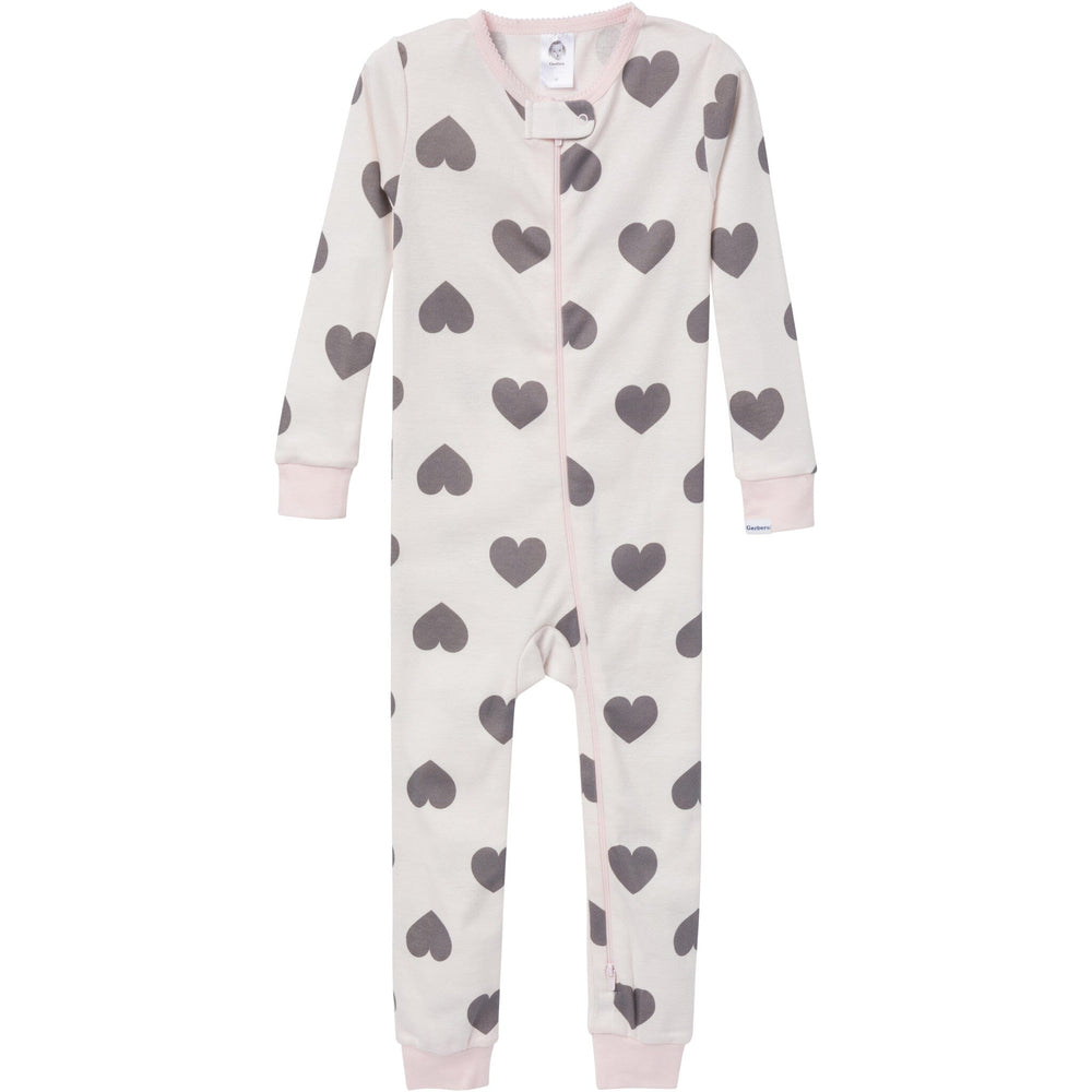 3-Pack Baby & Toddler Girls Hearts Snug Fit Footless Pajamas