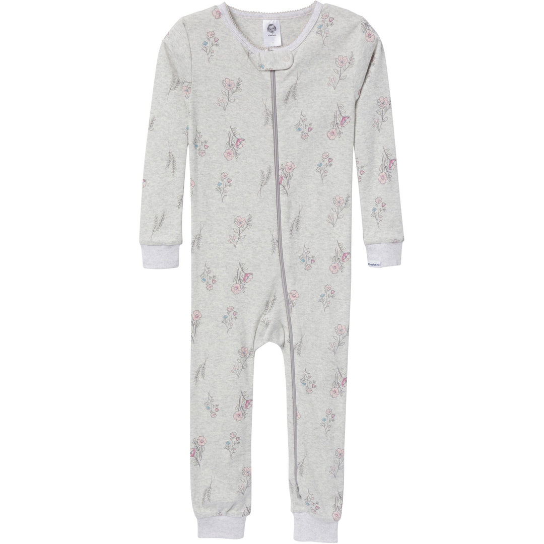 3-Pack Baby & Toddler Girls Woodland Floral Snug Fit Footless Pajamas