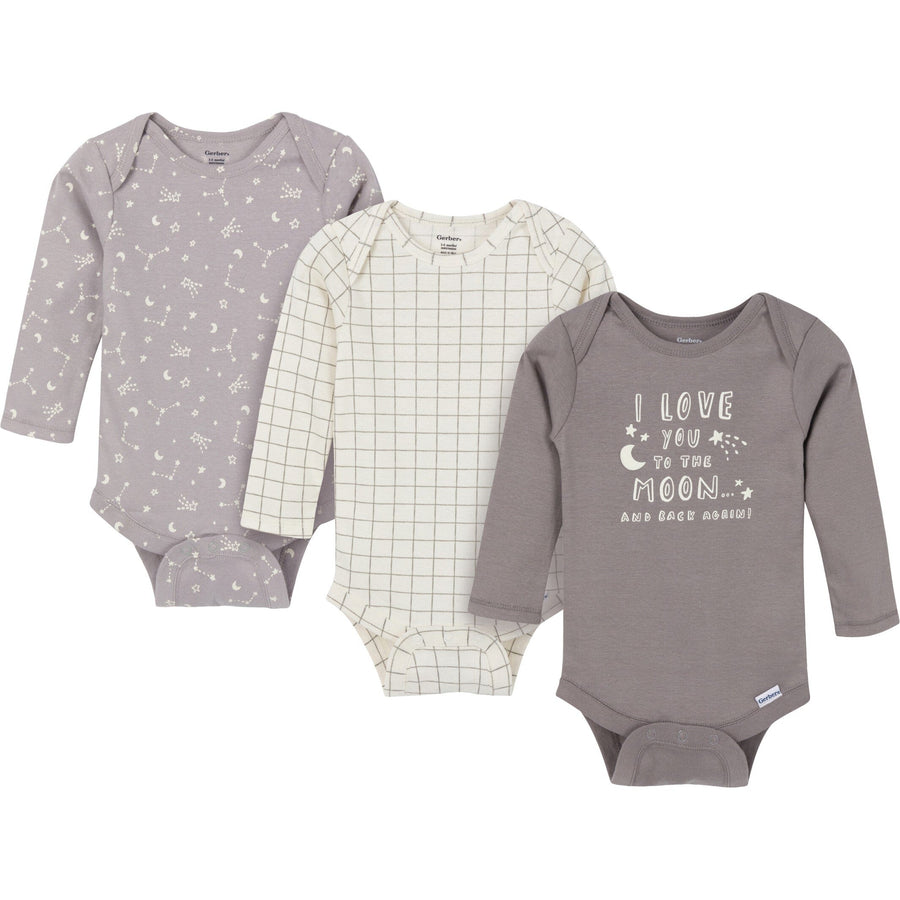 3-Pack Baby Neutral To The Moon and Back Onesies® Bodysuits