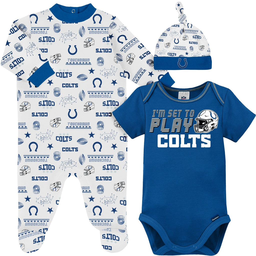 3 Piece Baby Boys Colts Bodysuit Sleep N Play Cap Set Gerber