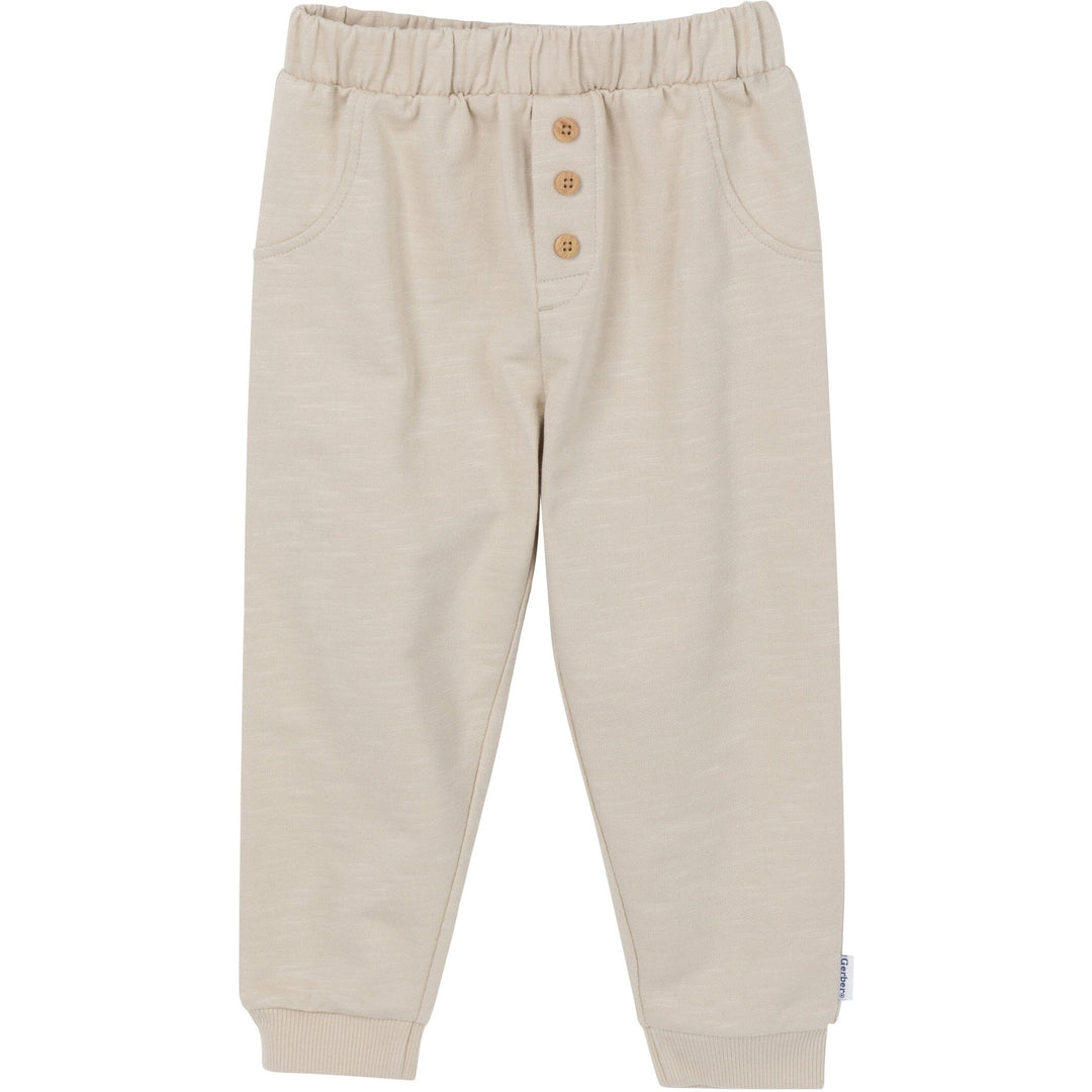 3-Piece Toddler Boys Beige Top, Hooded Top and Jogger