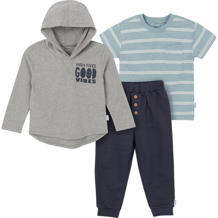 3-Piece Toddler Boys Indigo Top, Hooded Top and Jogger