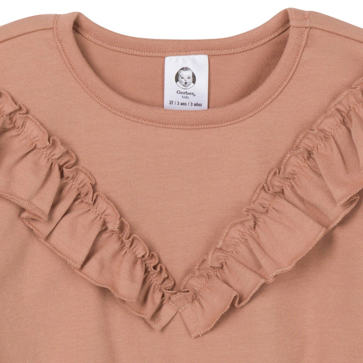 3-Piece Toddler Girls Tan Tops and Pants