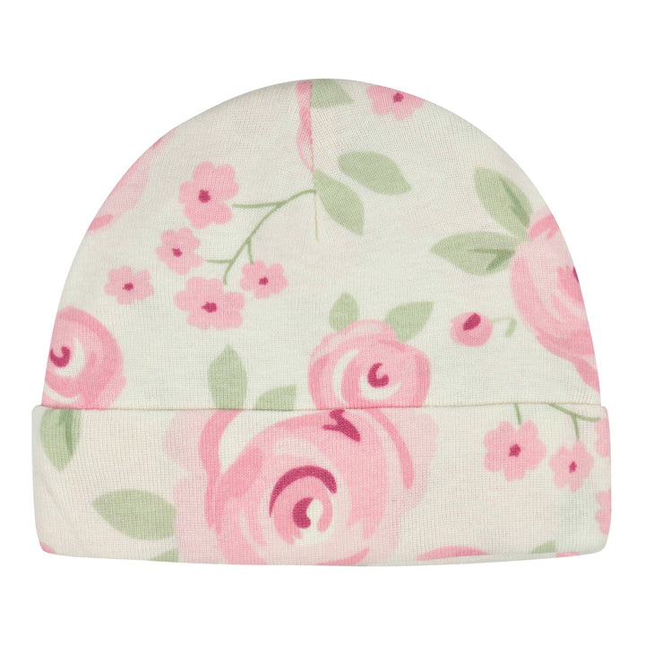 4- Baby Girls Floral Caps