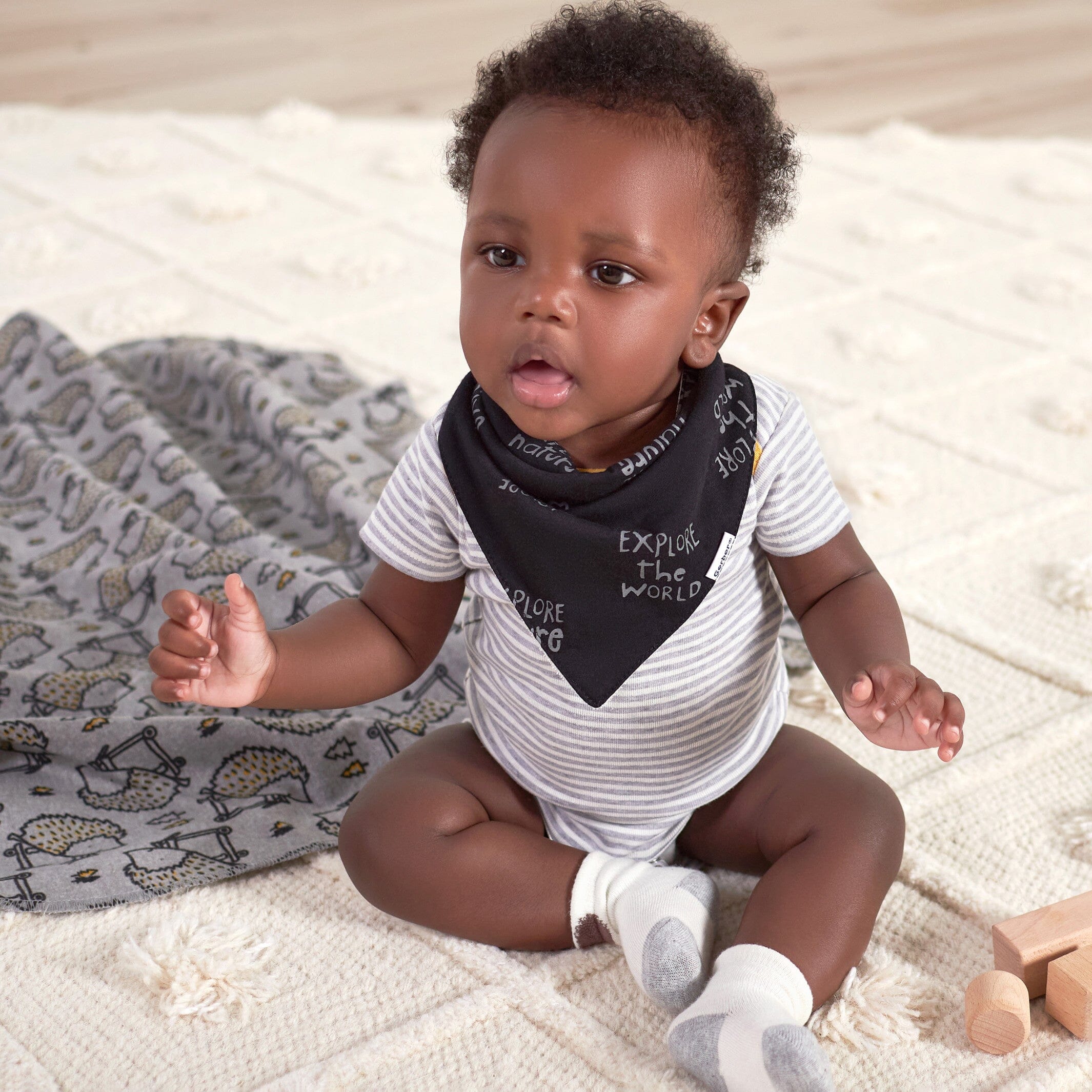 4 Pack Baby Boys Hedgehog Bandana Bibs