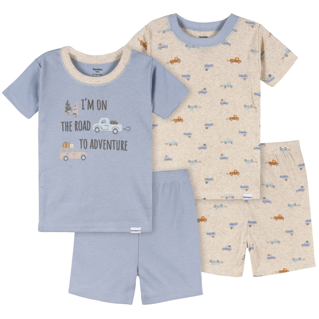 4-Piece Baby & Toddler Boys Cars Top and Shorts Sets