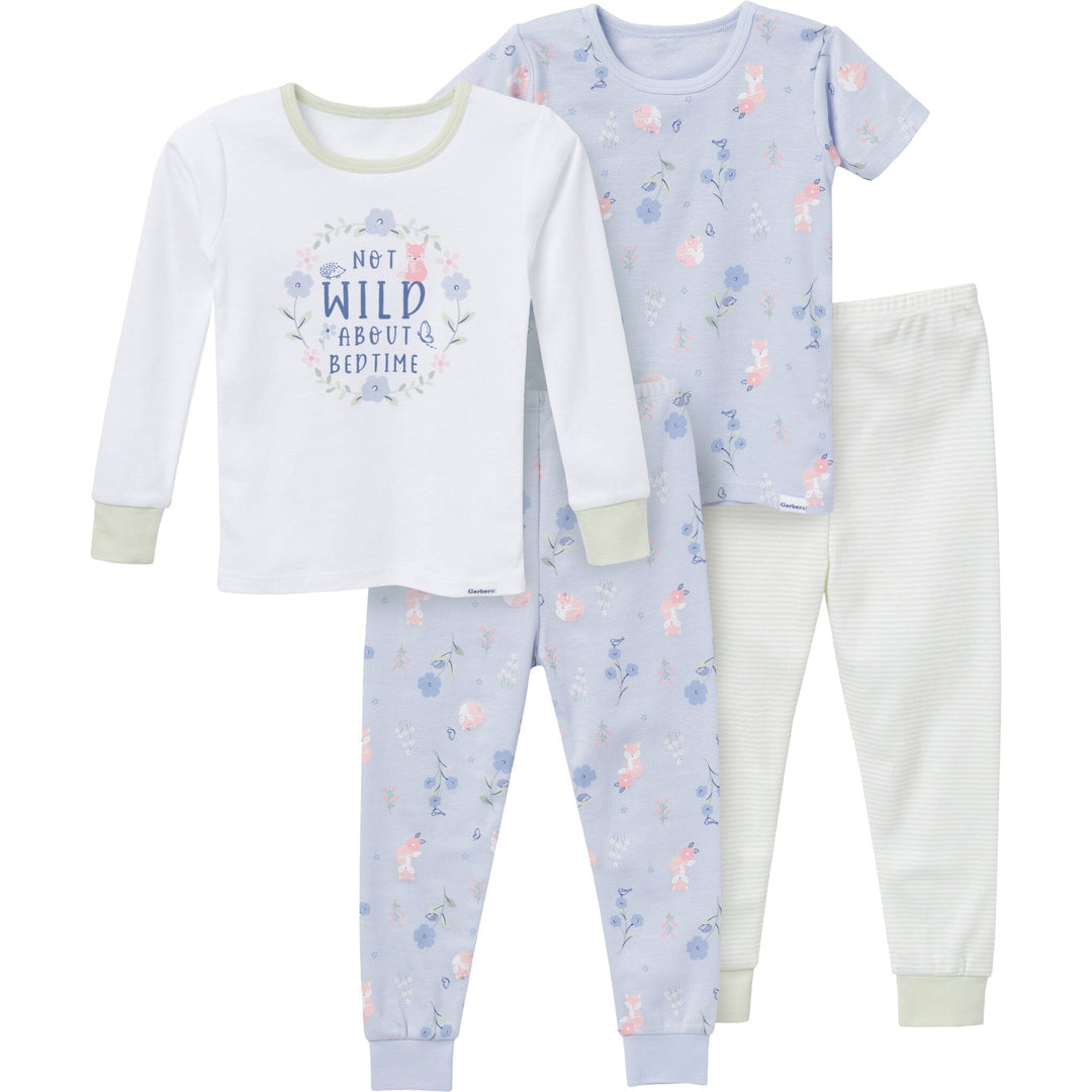 4-Piece Baby & Toddler Girls Fox Floral Tops and Pants Sets