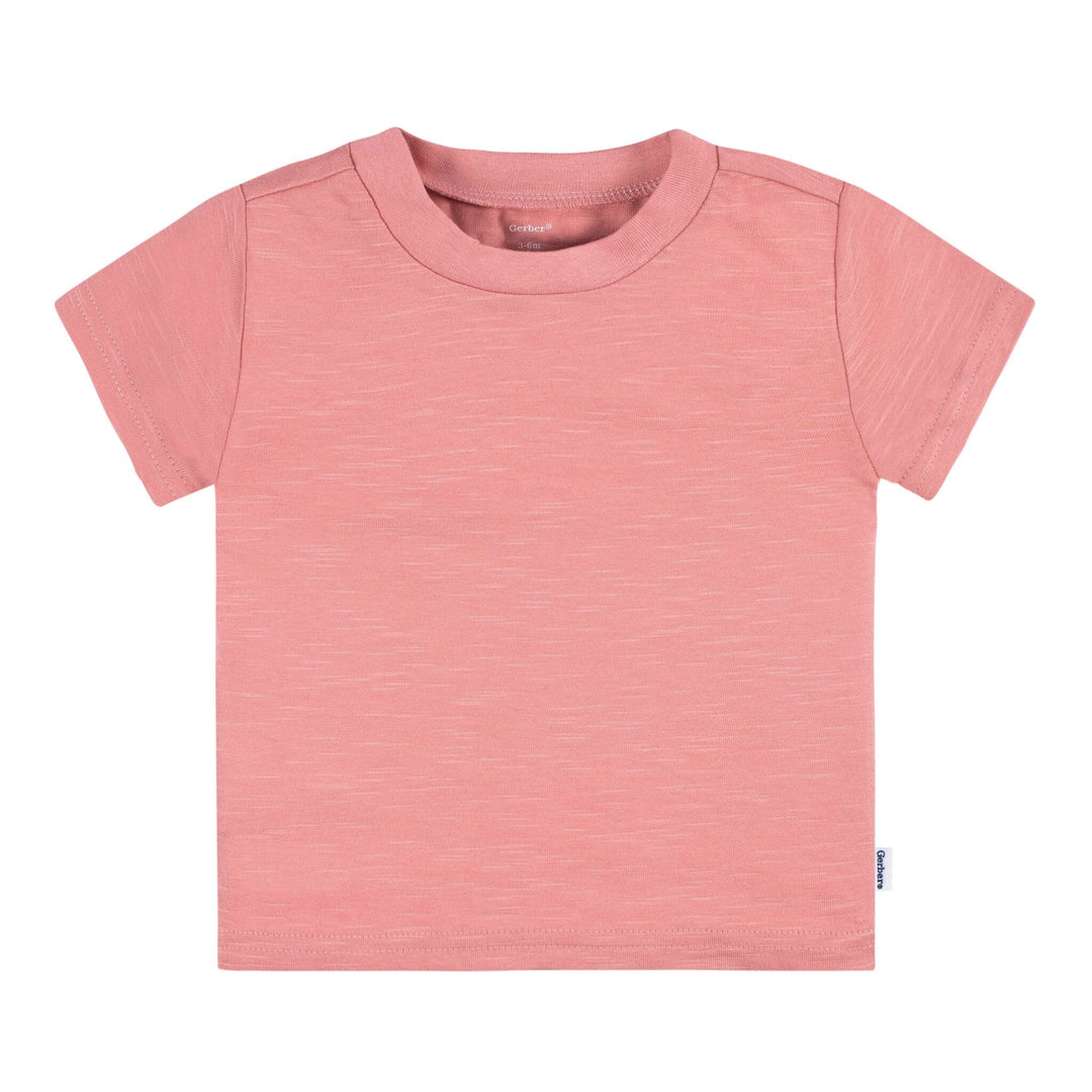 5-Pack Baby Girls Pink & Green Short Sleeve Tees