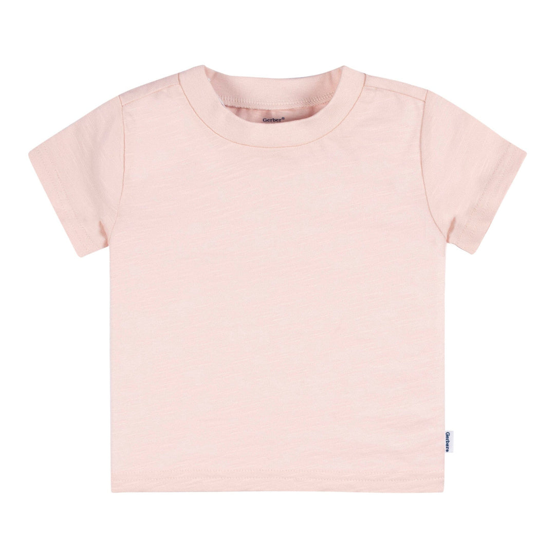 5-Pack Baby Girls Pink & Green Short Sleeve Tees