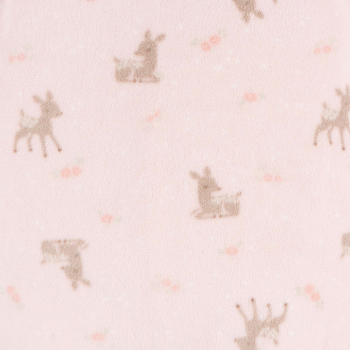 Baby & Toddler Girls Pink Deer Footed Fleece Pajamas