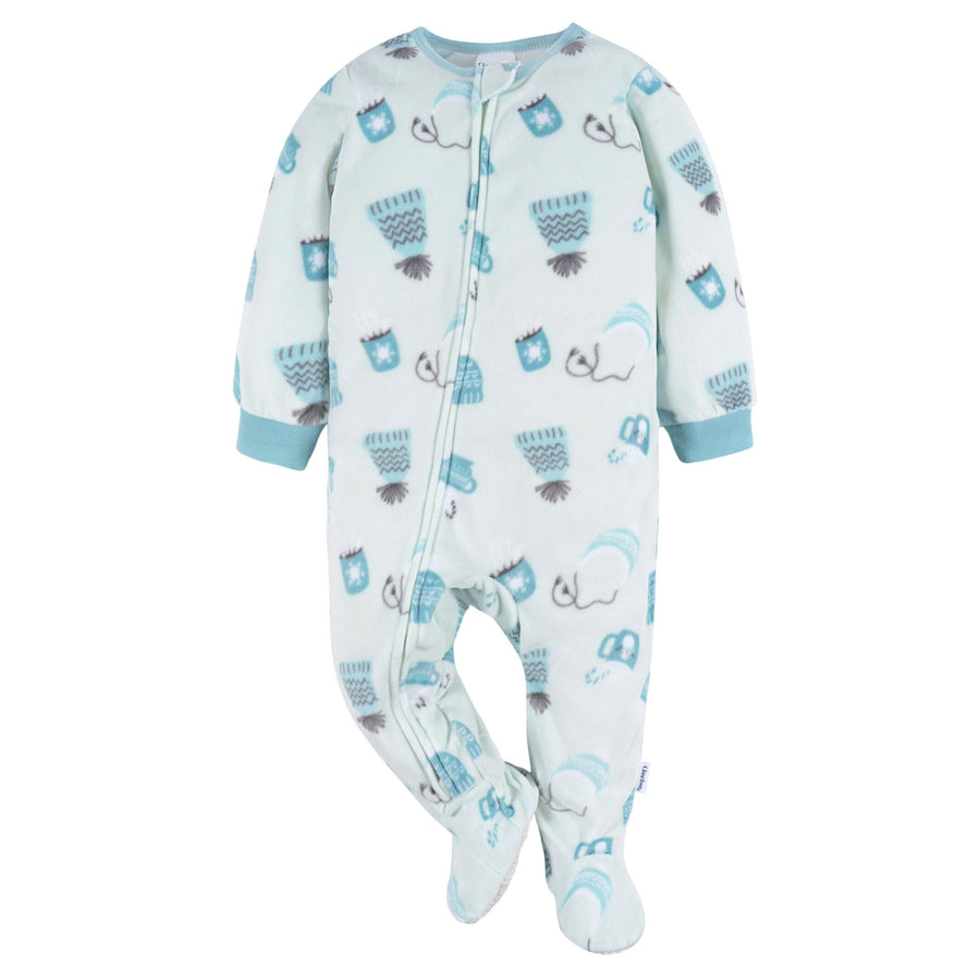 Baby & Toddler Neutral Blue Winter Items Footed Fleece Pajamas