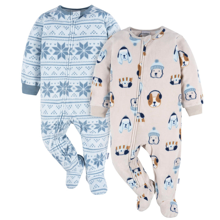 2-Pack Baby & Toddler Boys Dog/Blue Fairisle Fleece Pajamas