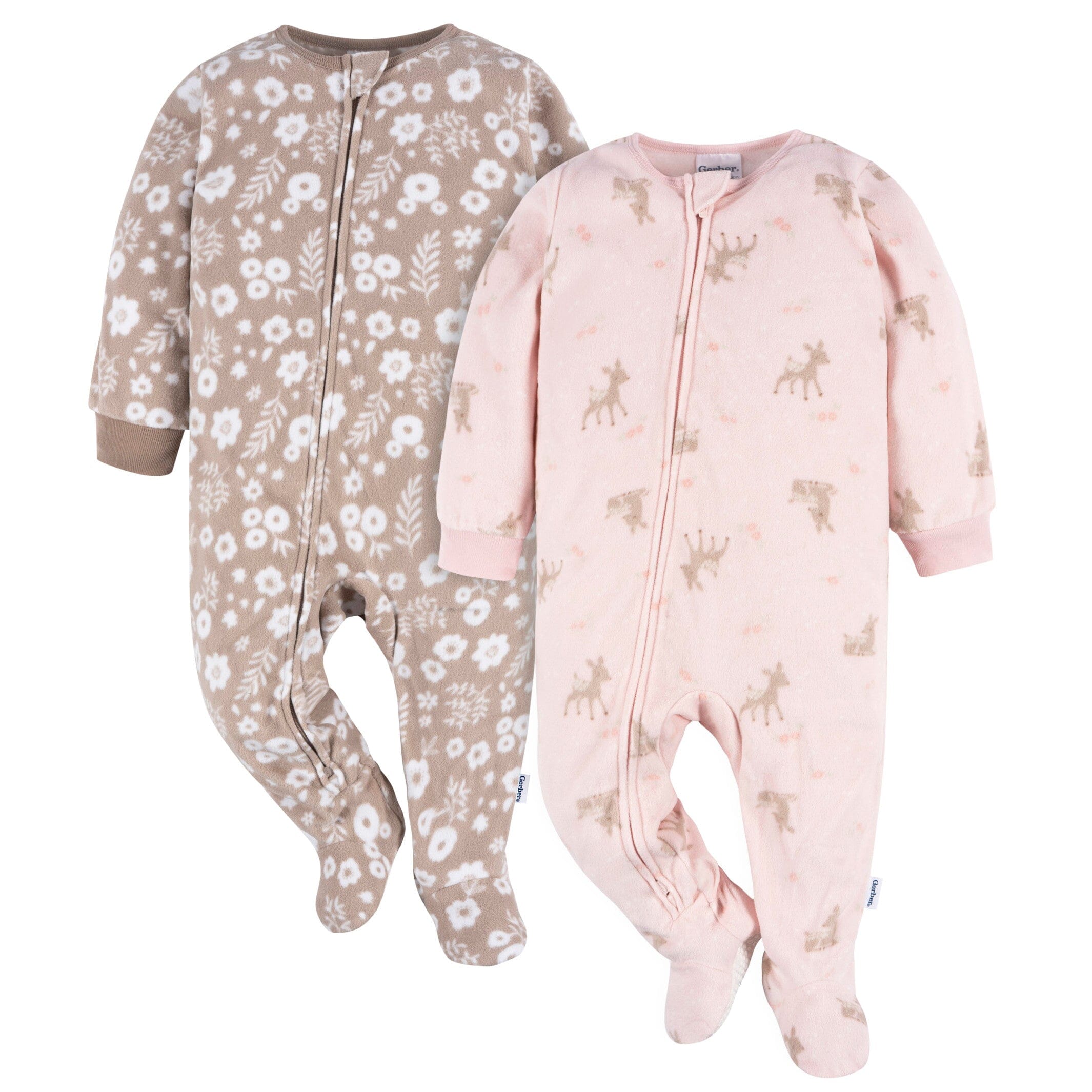 2 Pack Baby Toddler Girls Pink Deer Fleece Pajamas Gerber Childrenswear