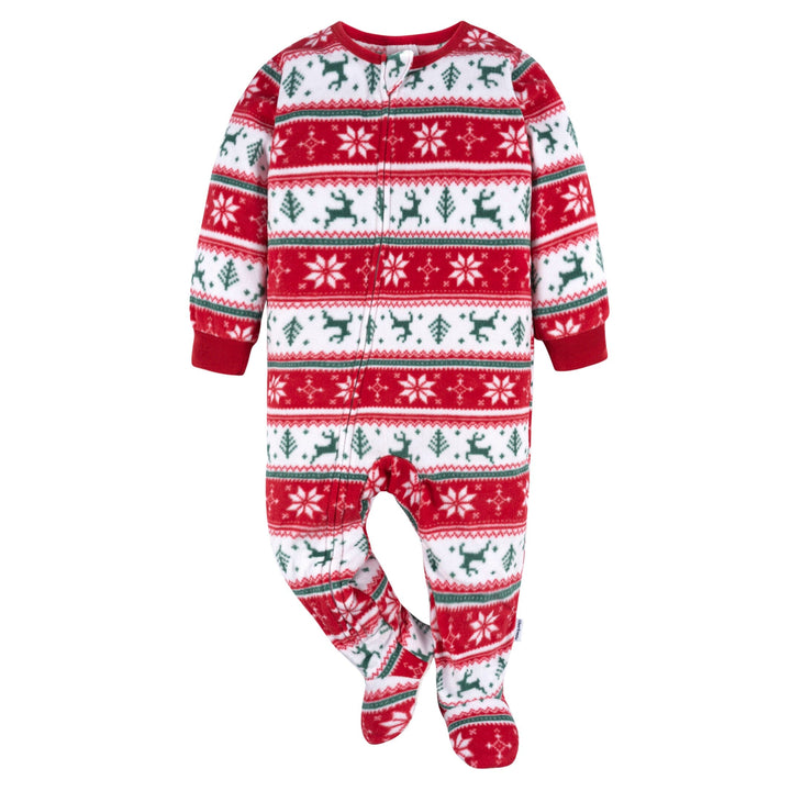 2-Pack Baby & Toddler Neutral Deer Fairisle Fleece Pajamas