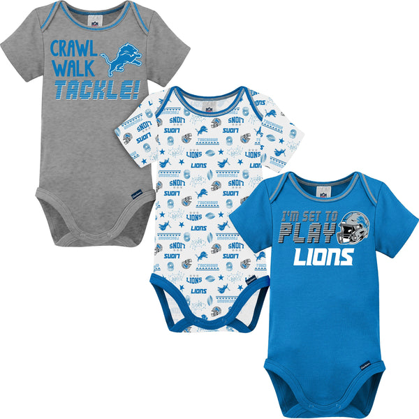 NFL Detroit Lions Baby Girls' Onesies 3pk Set - 0-3M