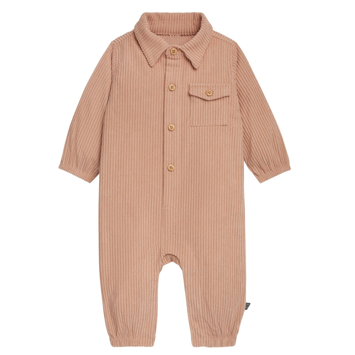 Baby Boys Light Brown Corduroy Romper