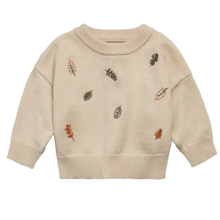 Baby Girls Light Beige Embroidered Sweater