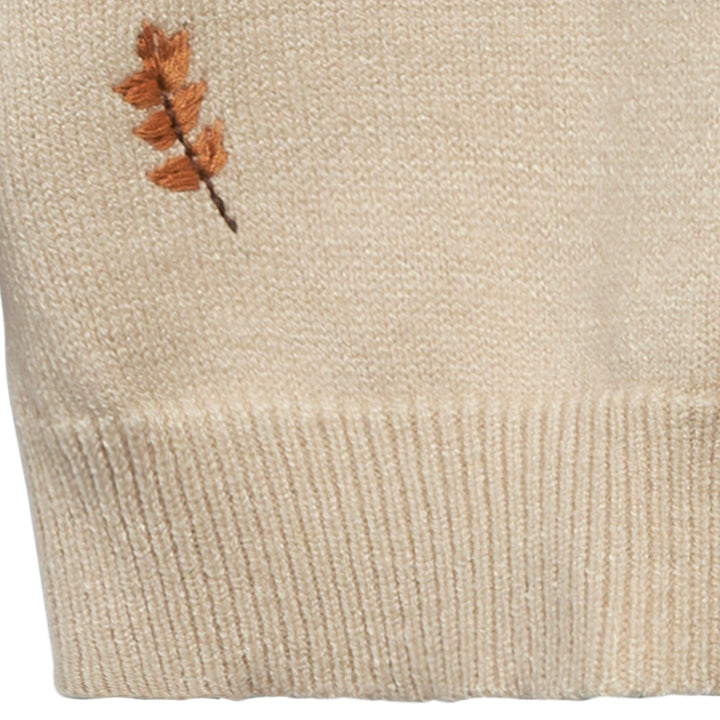 Baby Girls Light Beige Embroidered Sweater