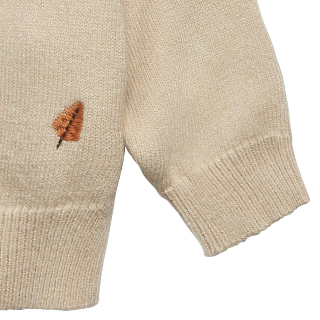 Baby Girls Light Beige Embroidered Sweater