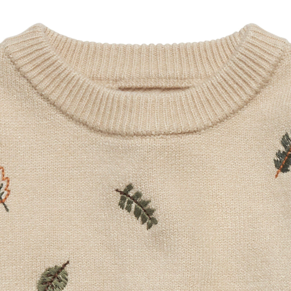 Baby Girls Light Beige Embroidered Sweater