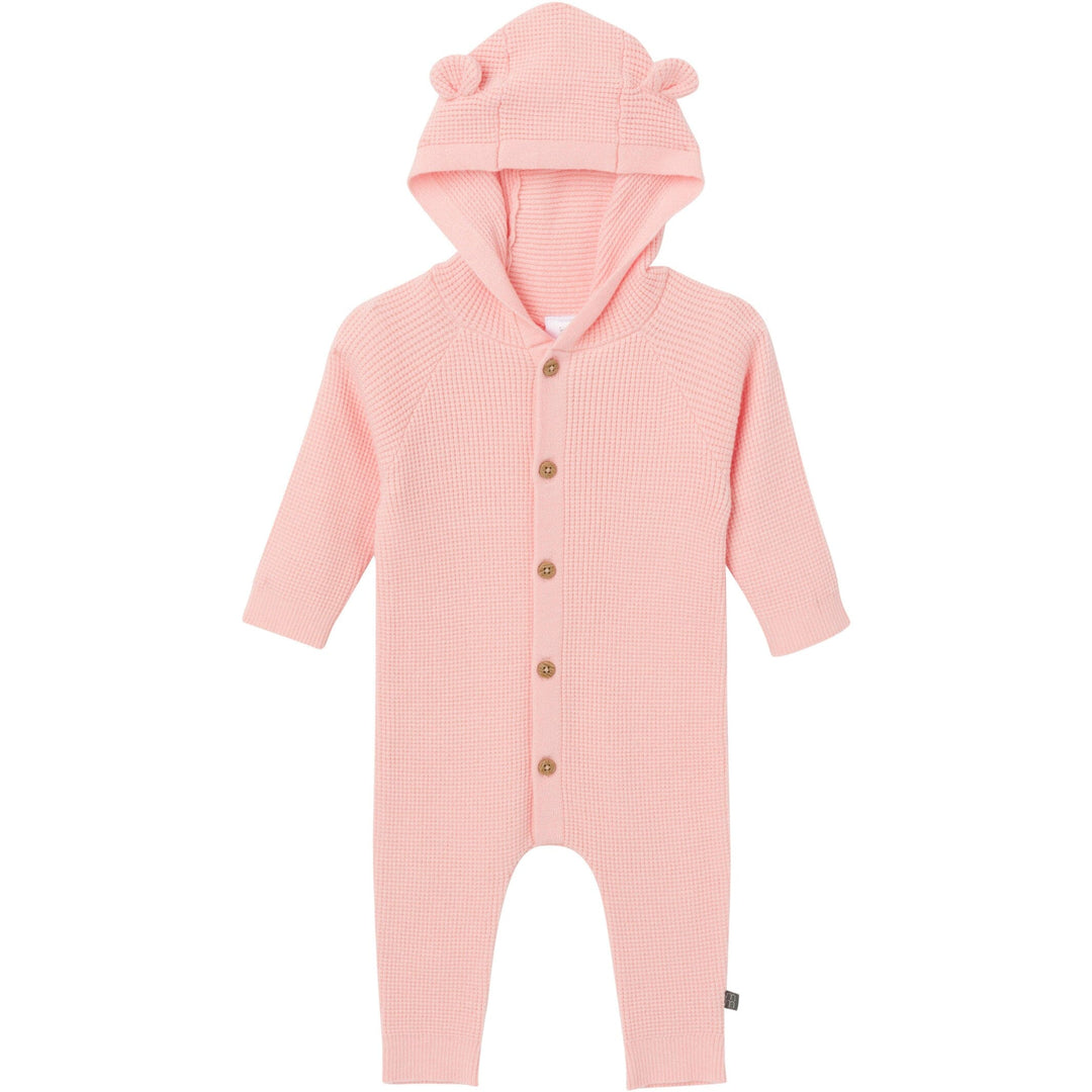 Baby Girls Pink Hooded Sweater Romper