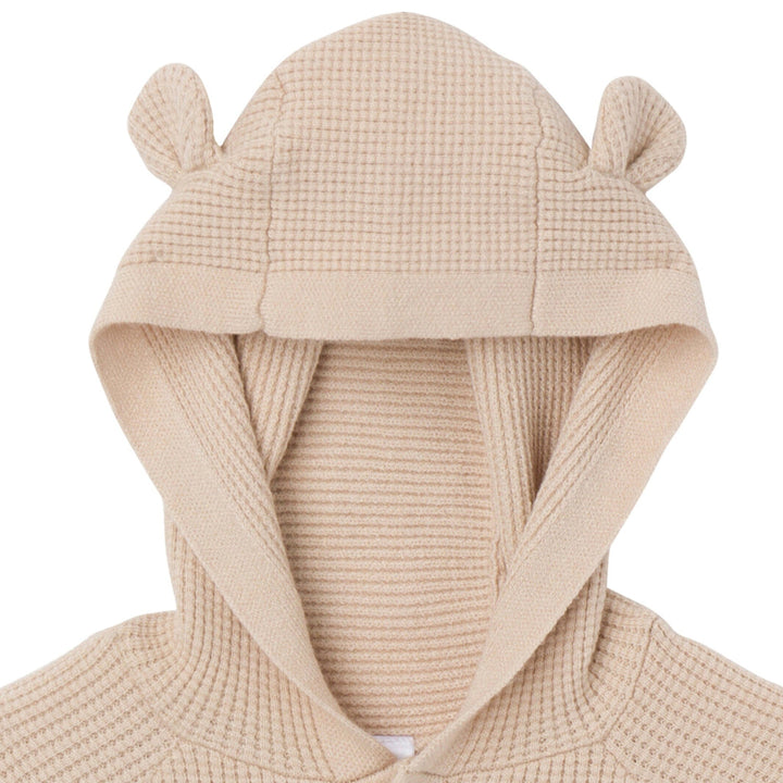 Baby Neutral Beige Hooded Sweater Romper