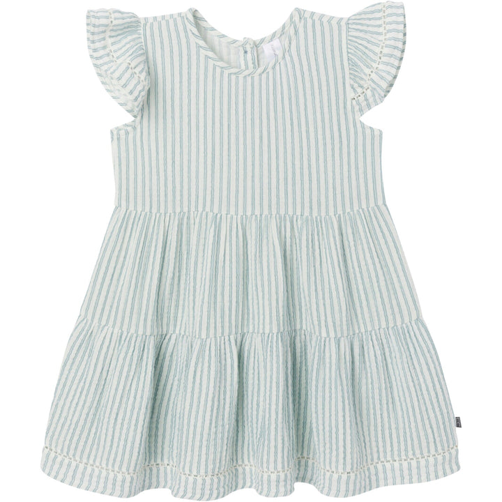 Infant & Baby Girls Teal Stripe Gauze Dress