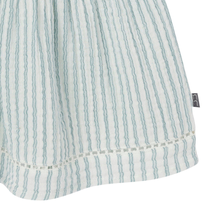 Infant & Baby Girls Teal Stripe Gauze Dress