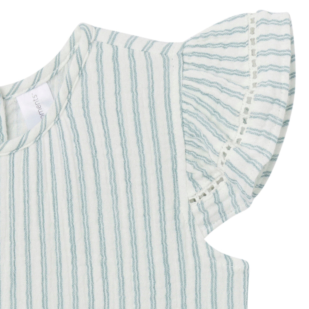 Infant & Baby Girls Teal Stripe Gauze Dress