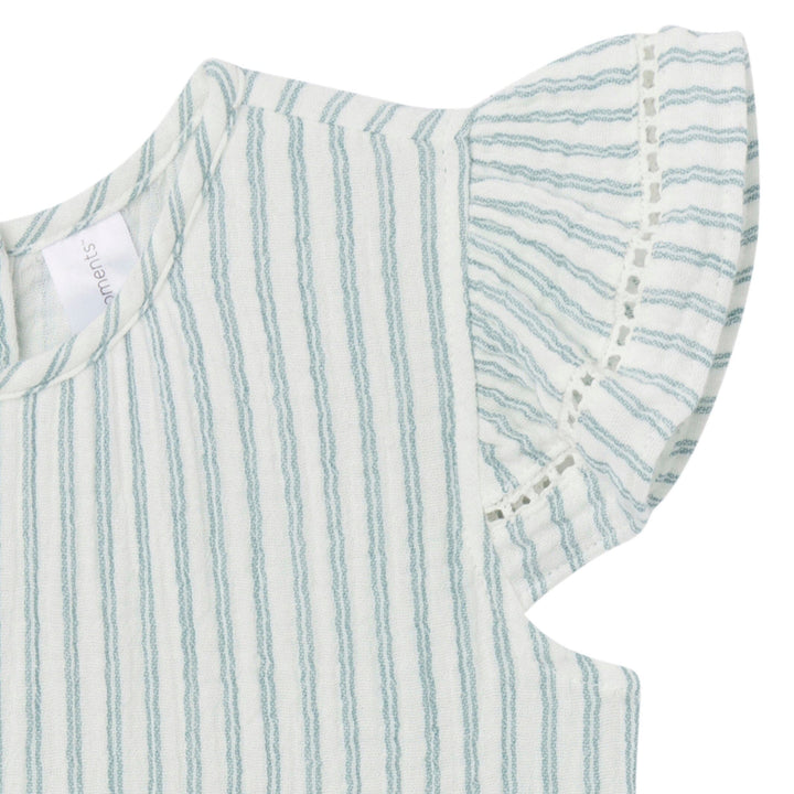 Infant & Baby Girls Teal Stripe Gauze Dress