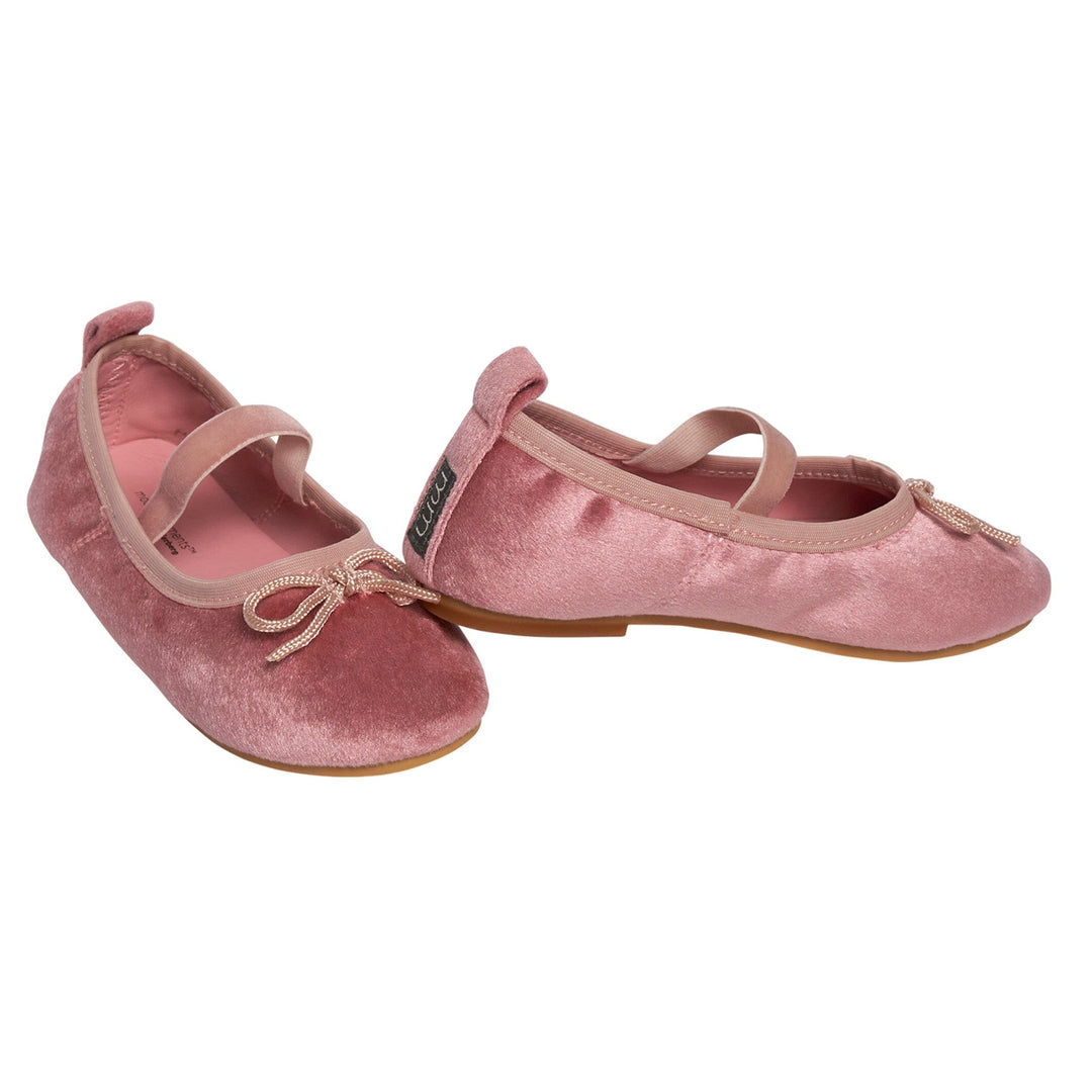 Toddler Girls Pink Velvet Ballet Flats