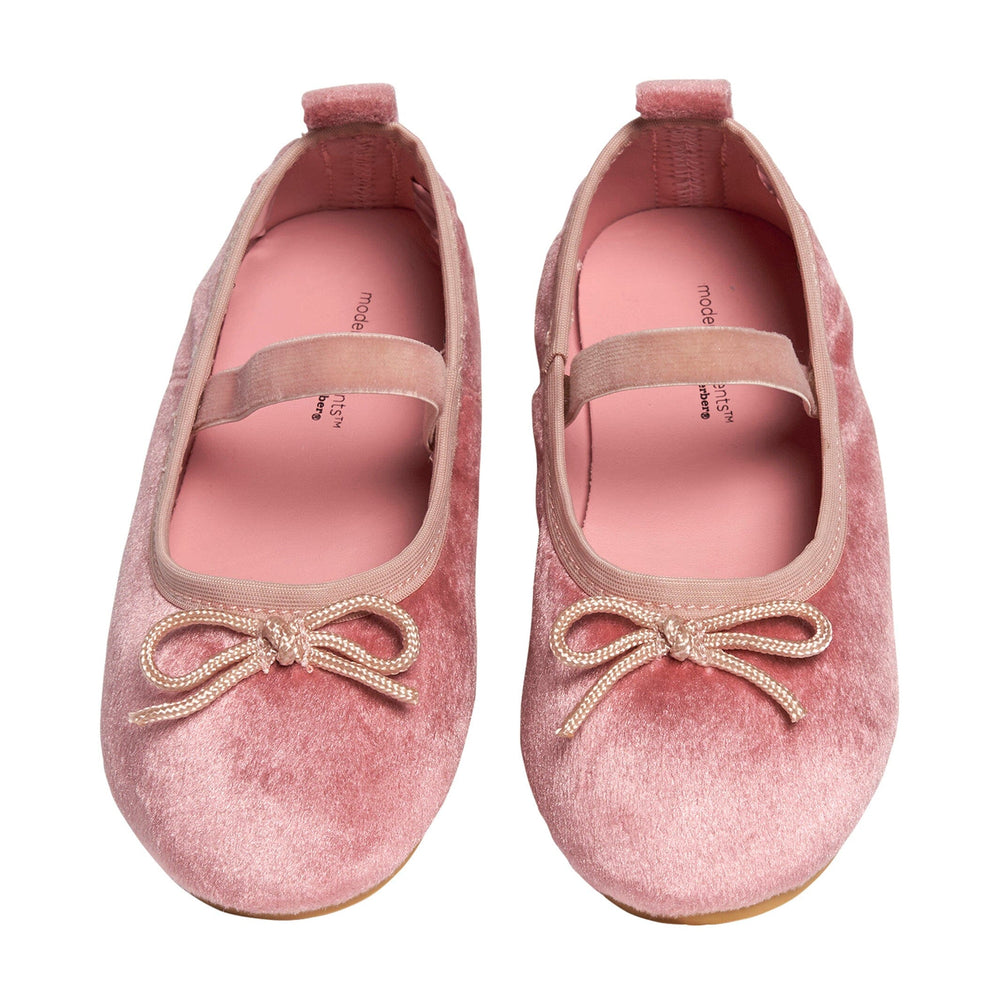 Toddler Girls Pink Velvet Ballet Flats