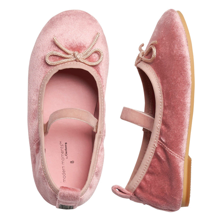 Toddler Girls Pink Velvet Ballet Flats