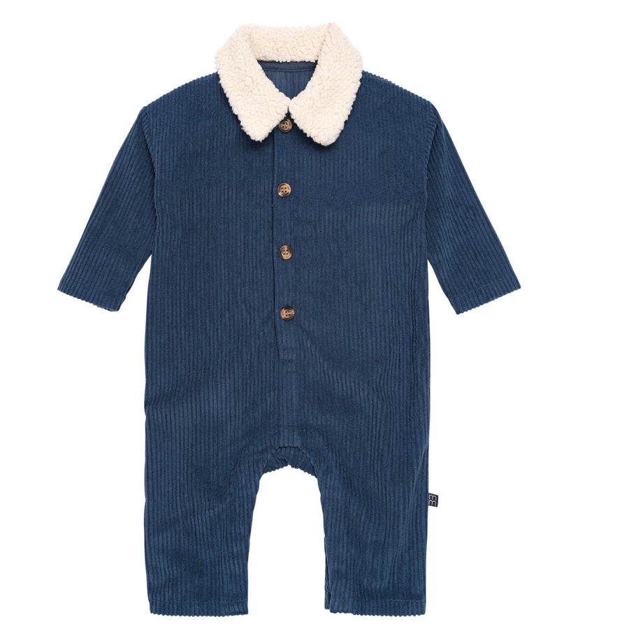 Baby Boys Navy Corduroy Oversized Romper