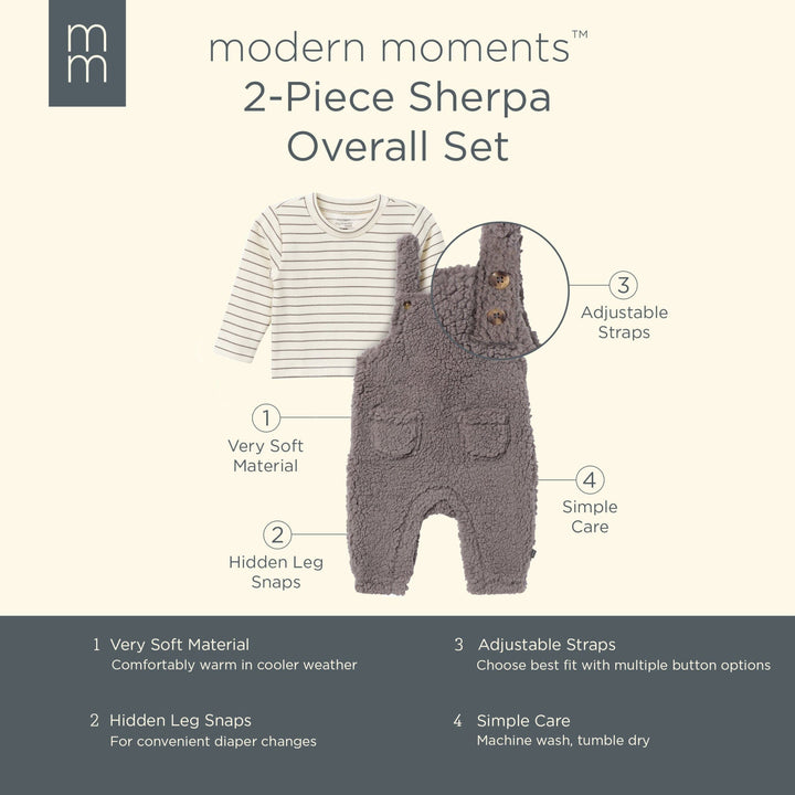 2-Piece Baby Boys Medium Gray Microplush Overall