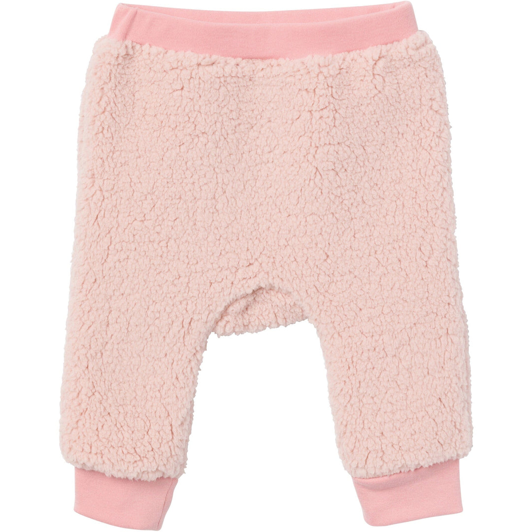 2-Piece Baby Girls Light Pink Sherpa Drop Shoulder Top & Pants