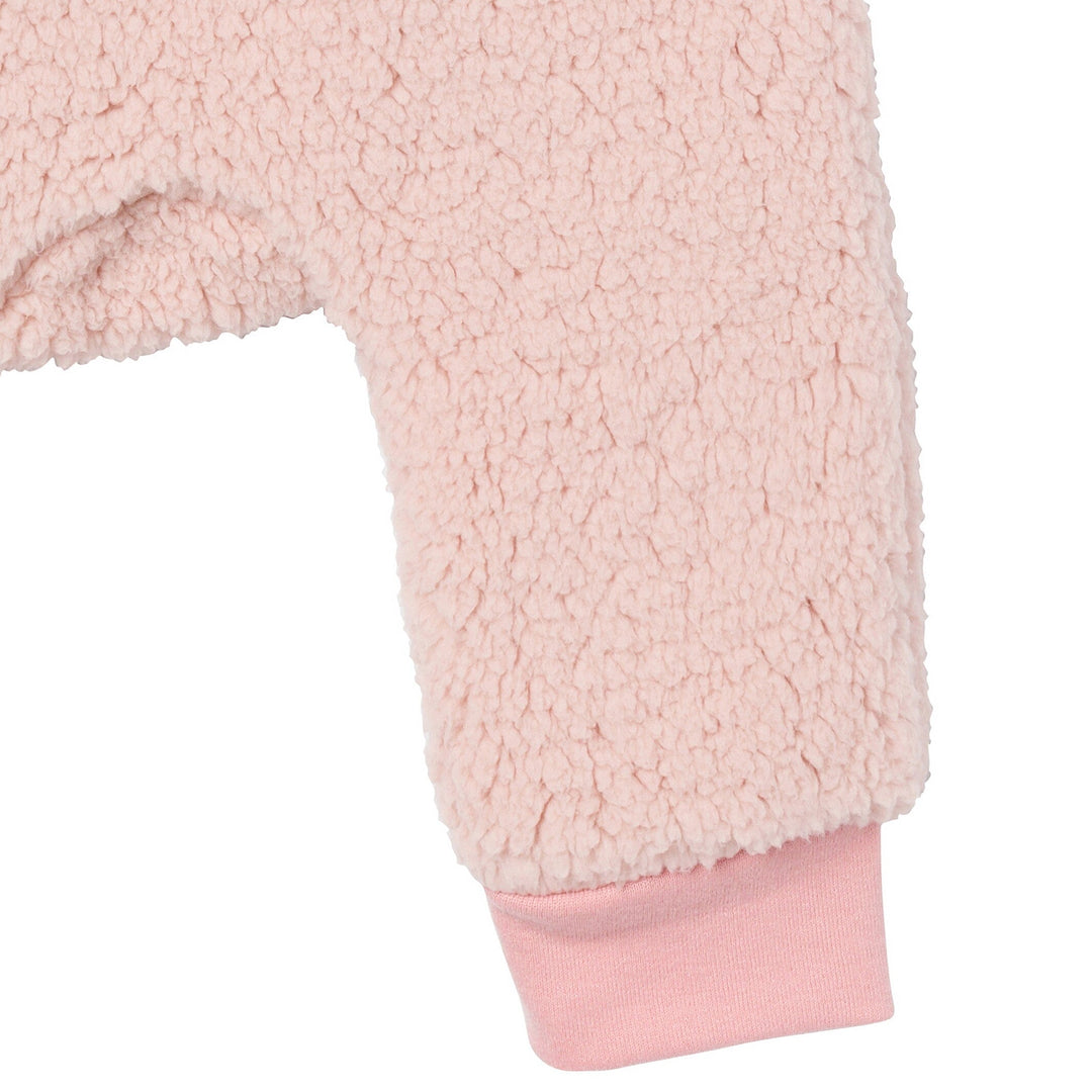 2-Piece Baby Girls Light Pink Sherpa Drop Shoulder Top & Pants