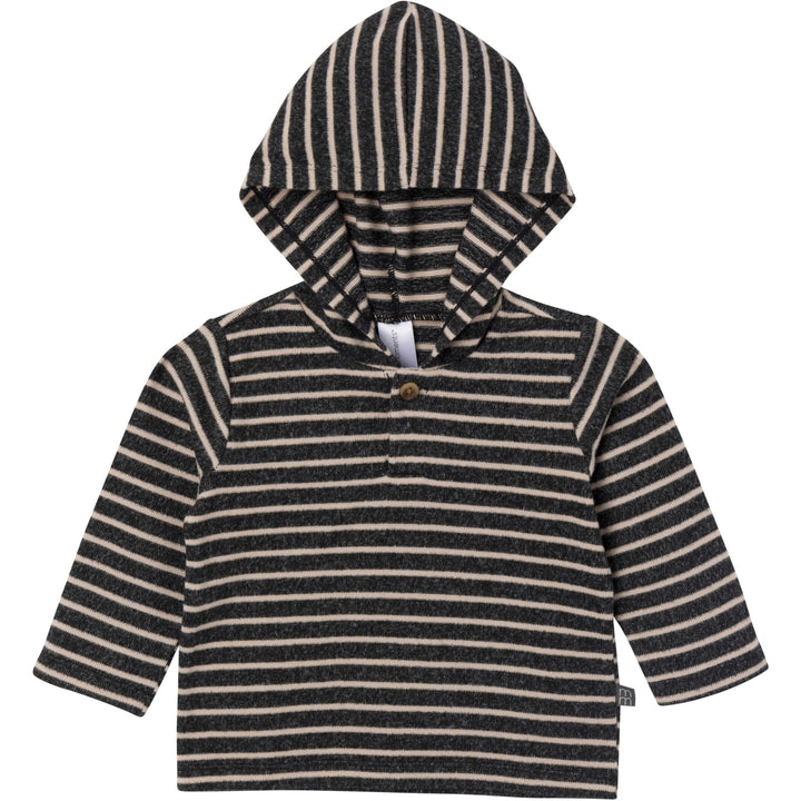 2-Piece Baby Boys Dark Grey Heather Hooded Brushed Hacci Set