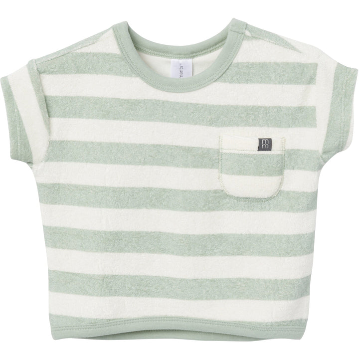 2-Piece Baby Boys Green Stripe Shirt and Short Set