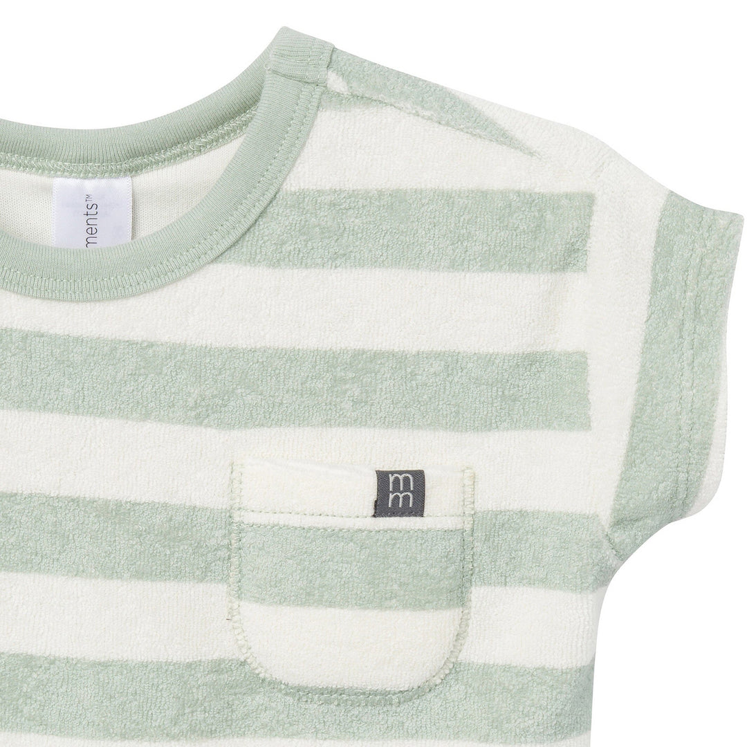 2-Piece Baby Boys Green Stripe Shirt and Short Set