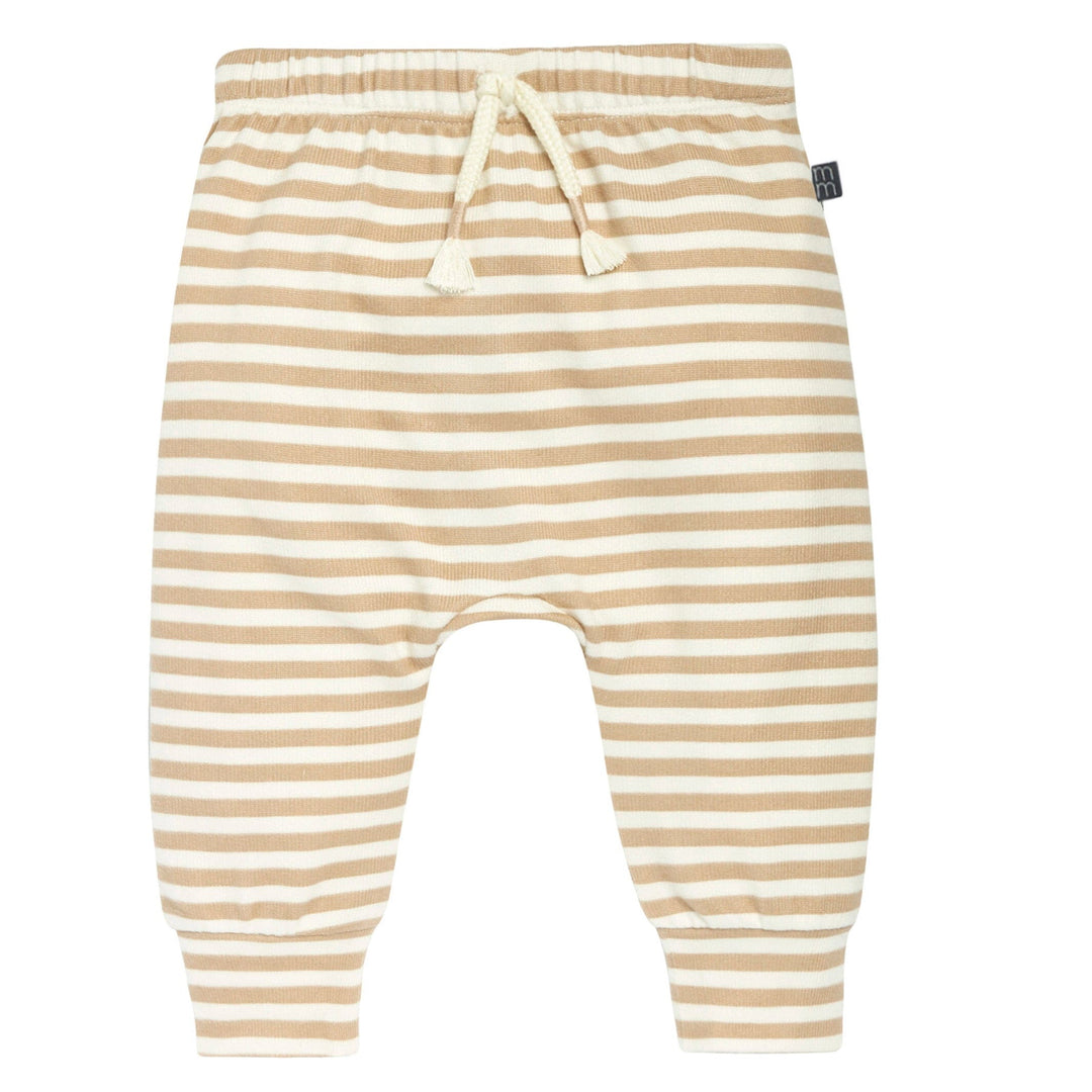 2-Piece Baby Boys Light Tan Stripe Hooded Brushed Hacci Set