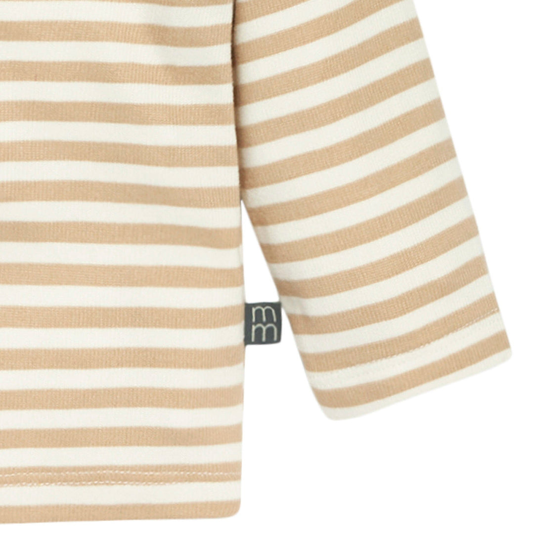 2-Piece Baby Boys Light Tan Stripe Hooded Brushed Hacci Set