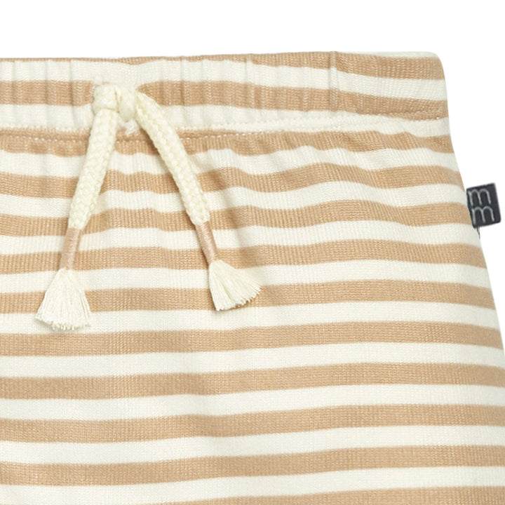 2-Piece Baby Boys Light Tan Stripe Hooded Brushed Hacci Set