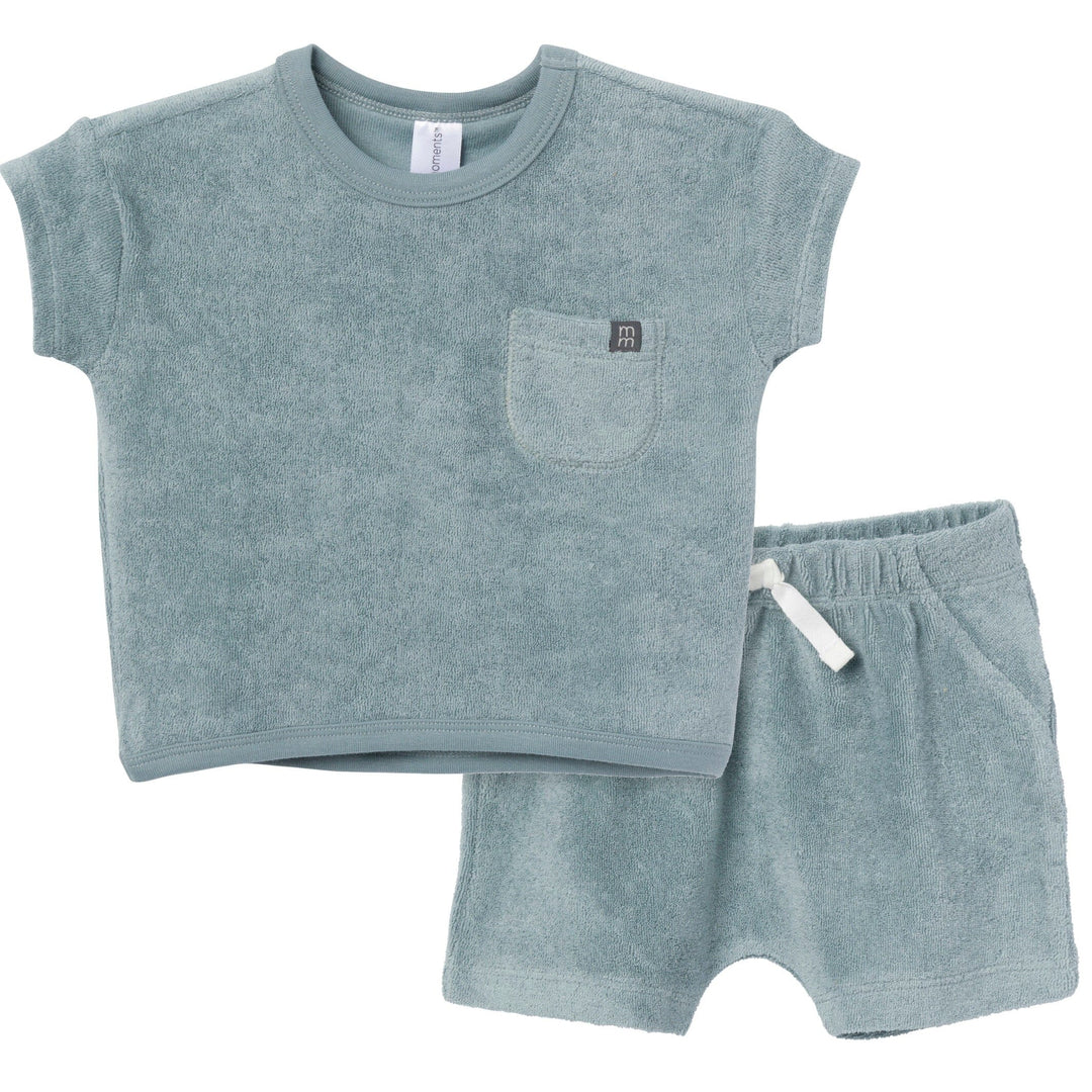 2-Piece Baby Boys Teal Shirt and Short Set